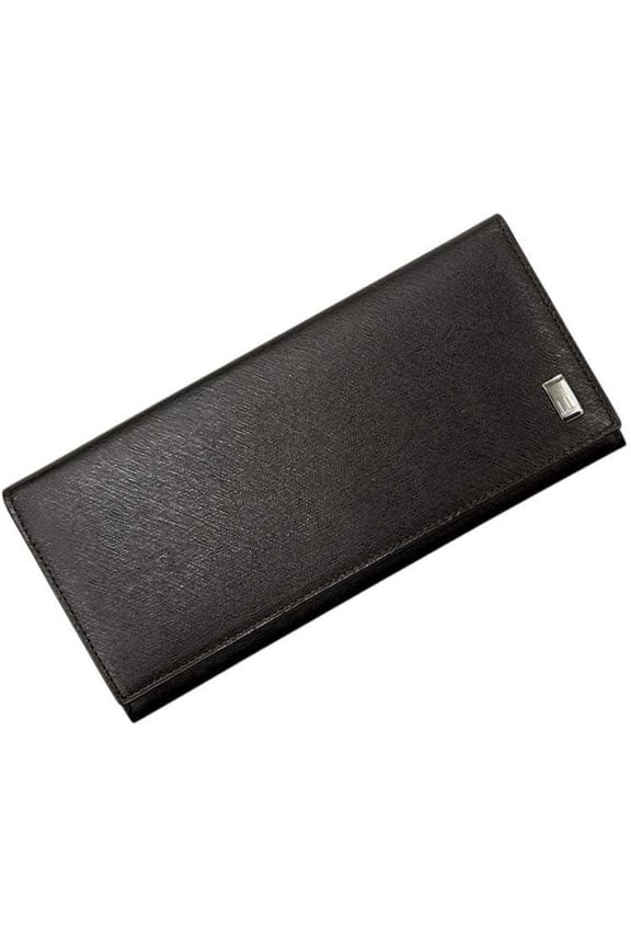 Pre-Owned Dunhill bi-fold long wallet, dark brown, Sidecar design, leather.