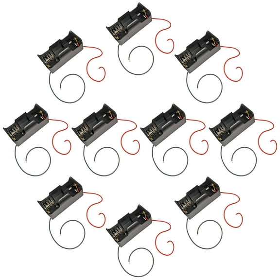 10 Pack Single C Battery Holder, Plastic Case with Wire Leads (2.91" x 1.69" x 1.46")