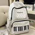 thumbnail image 6 of Slccxzc White Piano and Polka Dot Print Large Capacity Backpack Casual Travel Shoulder Bag, 1 Piece, 6 of 7