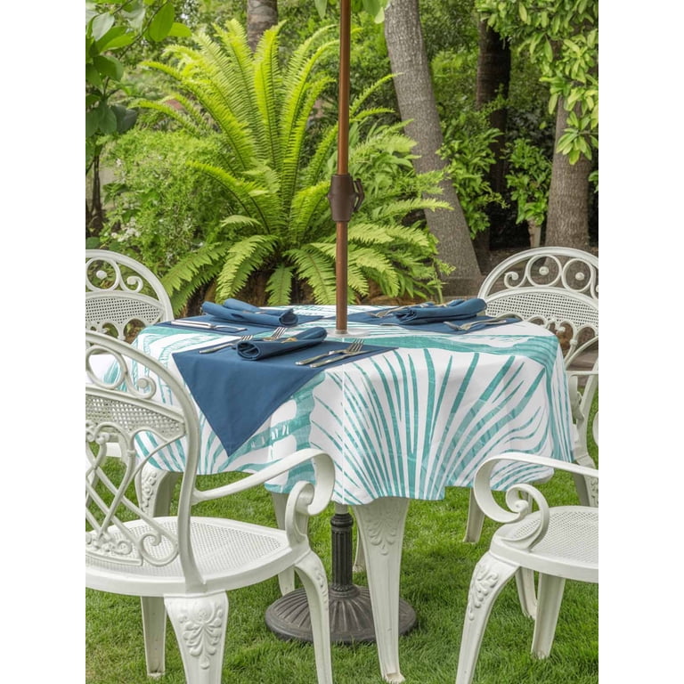 54 outdoor patio table cover with umbrella hole zipper Outdoor Tablecloth with Umbrella Hole Zipper Pink Scallop Coastal Round  Tablecloth 60