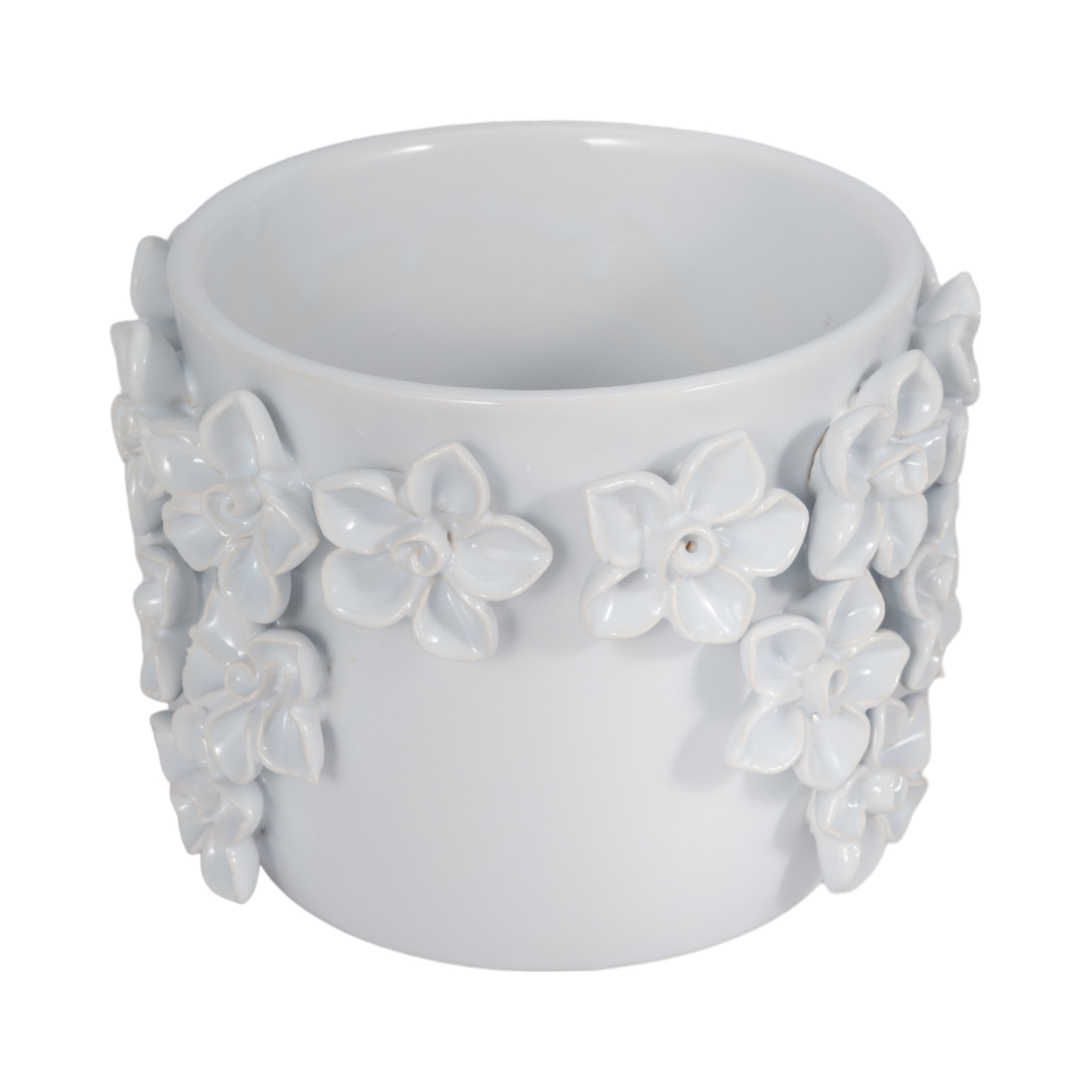 Ceramic Floral Planter for Home Decor - Decorative Flower Pot for Outdoor and Indoor Plant Styling - Ideal Plant Pot for Entryway Table, Patio Display, and Living Room Decor - 6", White
