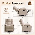 thumbnail image 2 of Korser Swivel Rocker Recliner Chair for Adults,360°Swivel Nursery Recliner with Side Pockets,Small Recliner Chair for Small Spaces for Living Room,Linen,Khaki, 2 of 7
