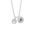 thumbnail image 2 of Delight Jewelry Silvertone Medium Open Paw Silvertone Script Initial Disc - M - Charm Necklace, 20"+3", 2 of 4