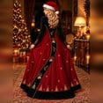 thumbnail image 5 of Xijirk Women Christmas Maxi Dress Long Lace Sleeve V Neck Pine Tree Snowflake Print A Line Floor Length formal Party Gown,M, 5 of 5