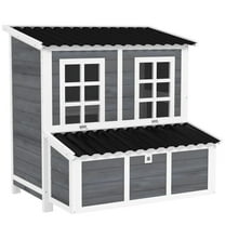 Pefilos 39" Large Chicken Coop Rabbit Hutch, Outdoor Wooden Poultry Cage Hen House with Nesting Box, Pull-Out Tray for Garden Backyard, Gray