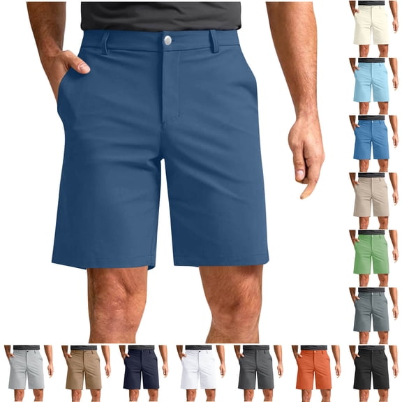 Yertdoel Golf Shorts Men Solid Color Button Straight Leg Stretch Dress Cargo Shorts with Pockets Outdoor Trendy Casual Cozy Hiking Shorts for Summer