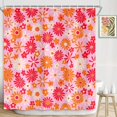 thumbnail image 5 of Retro Flower Hot Pink Shower Curtain Cute Vintage 72s Groovy Floral Bathroom Accessories, Boho Hippie Funky Chic Bathtub Curtain with Colorful Flowers Modern Artistic Fabric Bathroom Decor Set 72X72IN, 5 of 5