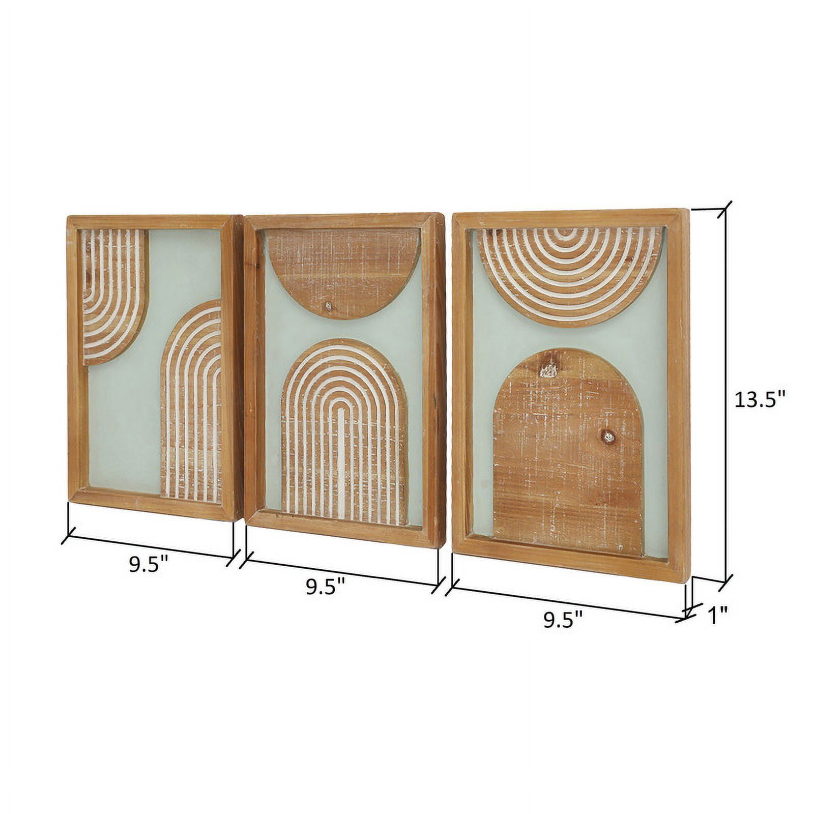 Zahara Boho Contemporary Frame Wood Wall Art Set