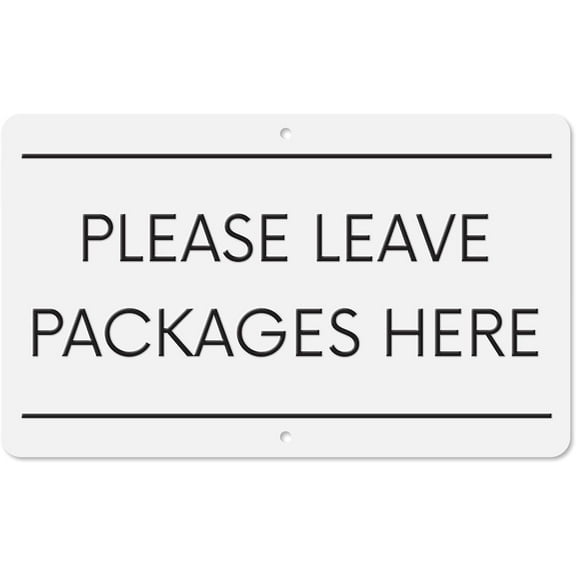 Please Leave Packages Here Sign | Delivery Sign for Drivers | White Aluminum Weatherproof Metal, 6" x 10"