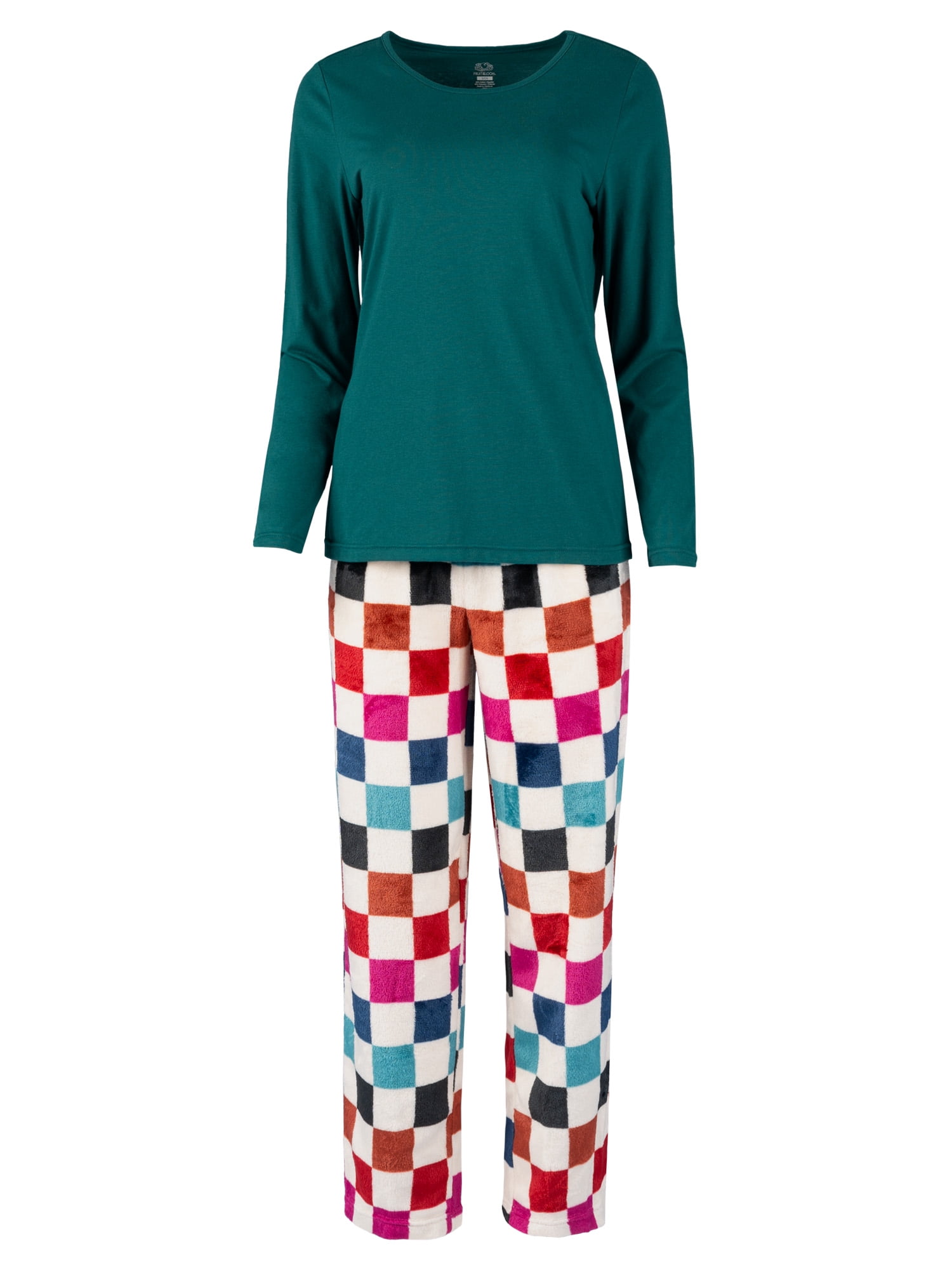 Fruit of the Loom Women's Beyond Soft Long Sleeve Top & Fleece Bottom Pajama Set, Sizes S-4X