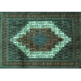 thumbnail image 1 of Ahgly Company Machine Washable Indoor Rectangle Persian Turquoise Blue Traditional Area Rugs, 8' x 12', 1 of 4