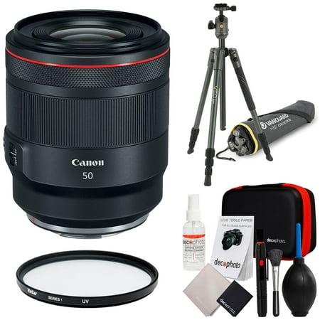 Canon RF 50mm F1.2 L USM Full Frame Lens with VEO 2 204AB Tripod Pro Bundle with 77mm UV Filter and Cleaning Kit -