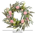 thumbnail image 4 of Pink Rose Daisy Eucalyptus Wreath 19.6 Inch Spring Summer Front Door Decor For Porch Window And Home Decor, 4 of 9