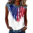 thumbnail image 2 of Tank Tops for Women Diagonal Stripe Star Round Neck Sleeveless Shirts Casual Loose Fit Trendy Patriotic Camisole Blouse White 2XL, 2 of 6