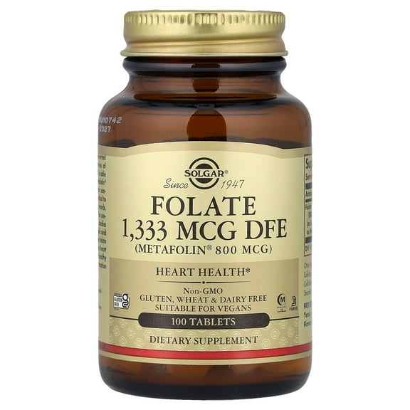 Solgar Folate 1,333 MCG DFE (Metafolin® 800 mcg) Tablets - 100 ct