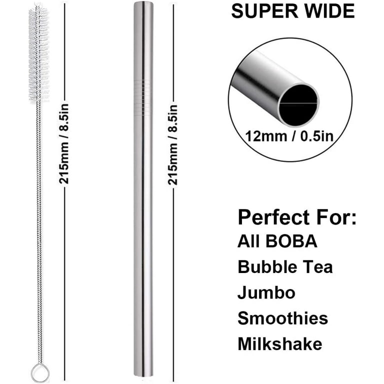 Thick Shake Milkshake Stainless Steel Straws Reusable Metal Drinking Straw  Brush