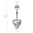 thumbnail image 4 of 14GA Prong Set 8mm Heart CZ 316L Surgical Steel Naval Belly Button Ring, 4 of 6