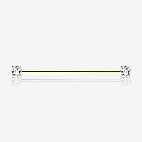 Implant Grade Titanium Golden OneFit Threadless Prong Gem Sparkle Industrial Barbell