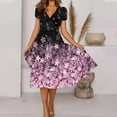 thumbnail image 2 of Ketyyh-chn99 Robes d'Invitée de Mariage pour Femmes Grande Taille Robe Évasée à Fleurs Robe de Plage Robe Décontractée d'Automne Ample Mini Robe Rose,P, 2 of 5