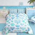 thumbnail image 2 of Manfei Blue Coral Seashell Starfish Full Size Comforter Sets for Kids Boys and Girls, Coastal Sealife Bedding Sets, Reversible 3 Pieces, 1 Comforter and 2 Pillowcases, 2 of 6