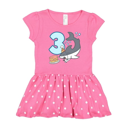 

Inktastic 3rd Birthday Shark with Cake Gift Toddler Girl Dress