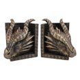 thumbnail image 5 of Guardians Of Bibliography Twin Dragon Heads On Pediment Bookends Statue Set, 5 of 10