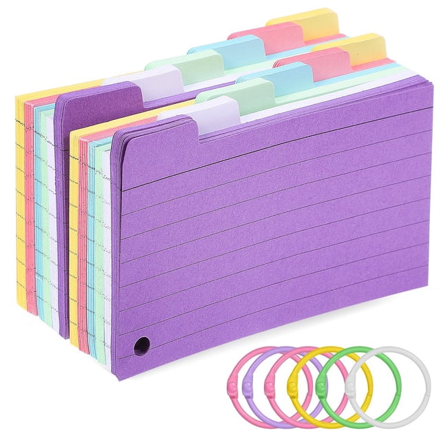 HLONK 300 Sheets Index Cards Ruled Flash Cards Hole Lined Memory Cards Punched Index Cards With Binder Rings