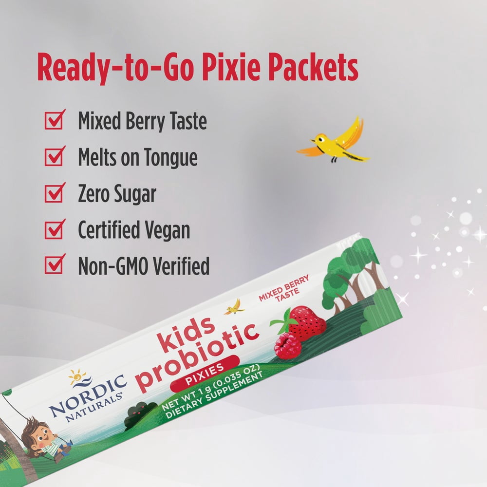 Nordic Naturals Flora Probiotic Pixies, Powder, Non-GMO, Vegan, 30 Packets