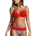 thumbnail image 1 of Ensembles de Bikinis Rehausseur pour Femmes 2 Pcs Maillots de Bain Patchwork, 1 of 5