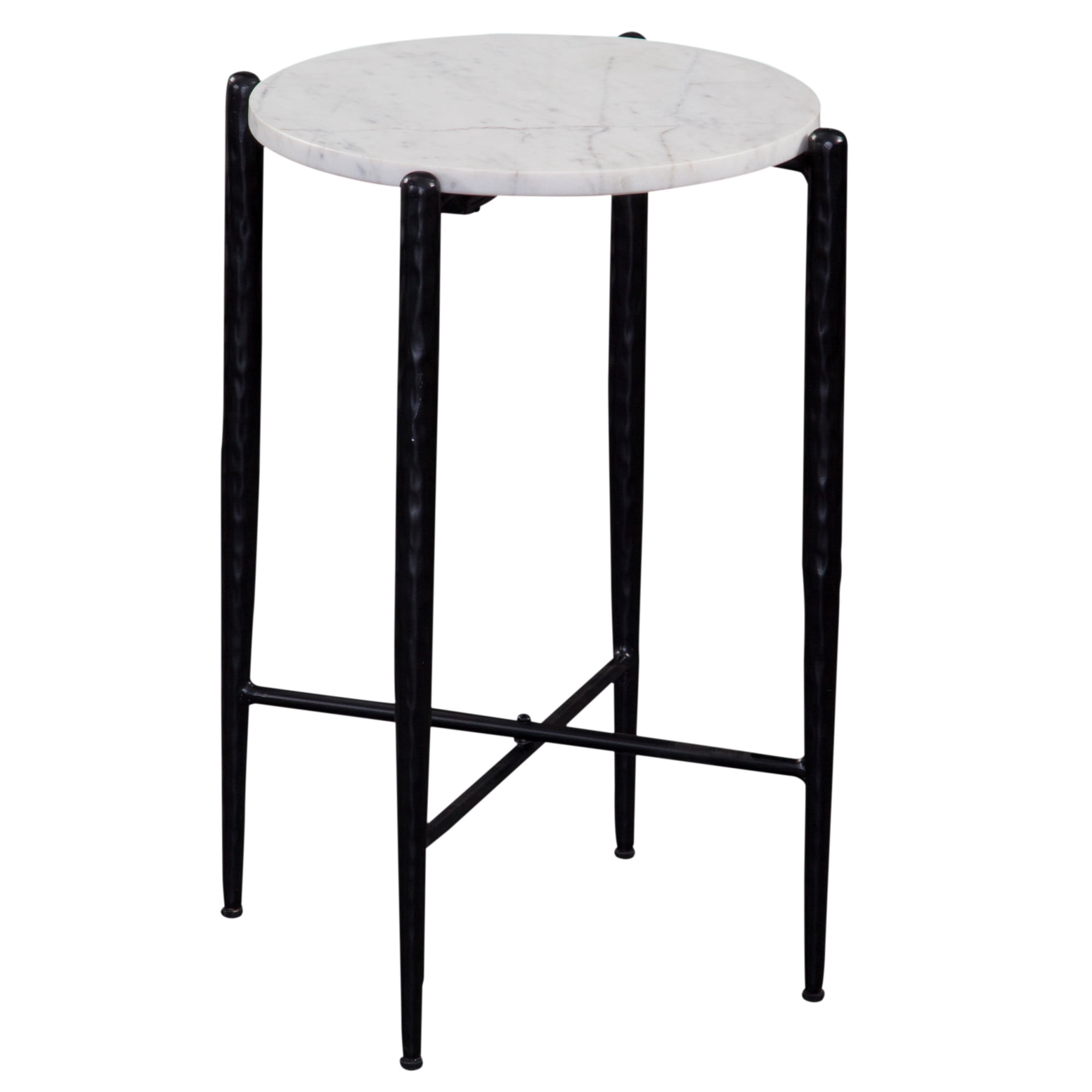 Steve Silver Loxie White Marble Top Round End Table