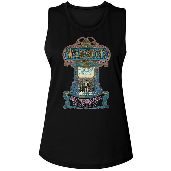Woodstock Nouveau Poster Black Women's Muscle Tank Top