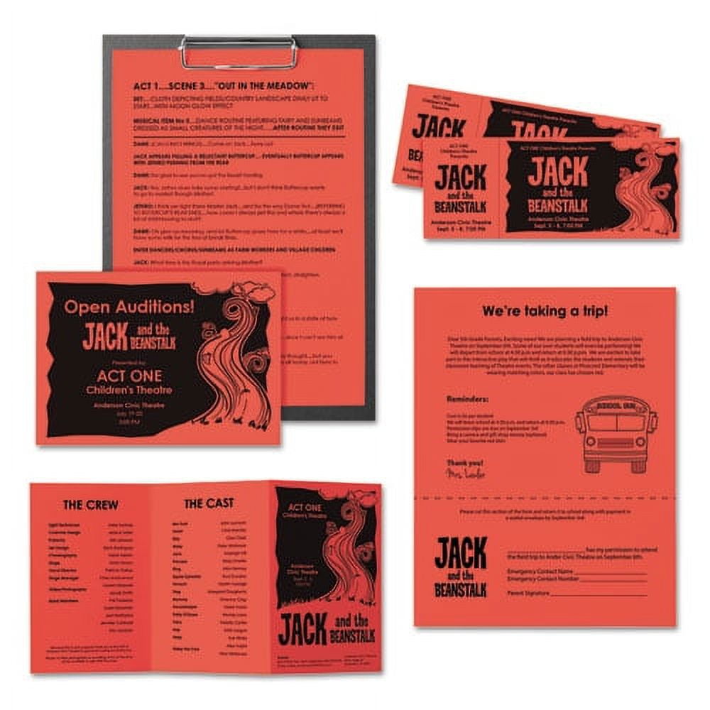 Astrobrights Color Paper, 24 lb, 8.5 x 11, Rocket Red, 500/Ream | Bundle of 5
