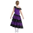 thumbnail image 2 of Miutii Kids Girls Belly Spanish Flamenco Dress Ruffled Tiered Lyrical Latin Dance Dress Performance Dancewear Purple 12, 2 of 5