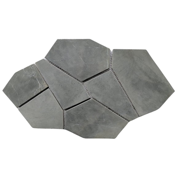 CNK Tile Dark Grey Pentagon Marble Mosaic Floor Tiles - 12" x 12