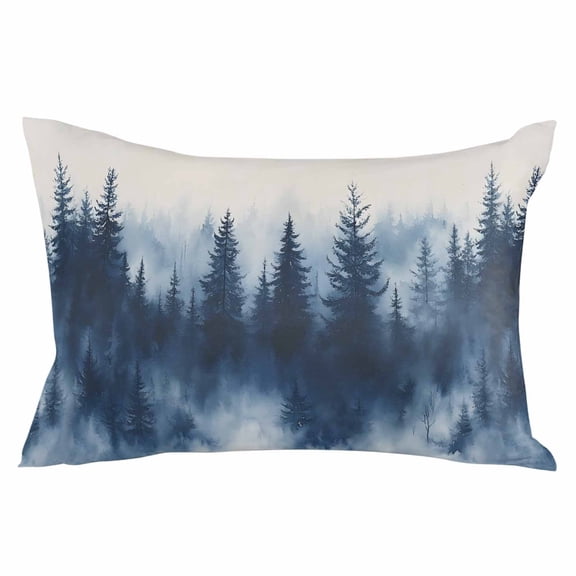 Navy Blue Ombre Forest Throw Pillow Cover 24 x 36 Inch Decorative Pillow Cover Watercolor Abstract Art Tree Lumbar Pillowcase Seasonal Rectangle Cushion Case for Couch Sofa Bed Living Room