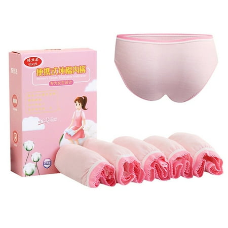 

ClodeEU Women S Disposable Underwear Cotton Travel Sterile Disposable Briefs 5 Packs (Pink 6(L))