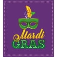 thumbnail image 3 of Mardi Gras Duvet Cover Set, Green Colorful Feathers on Pastel Tone Backdrop Styled Calligraphy, Decorative 3 Piece Bedding Set with 2 Pillow Shams, Queen Size, Purple Green Yellow, by Ambesonne, 3 of 3