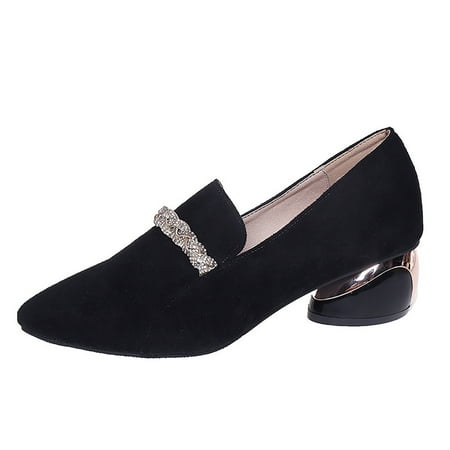 QYZEU Ladies Sneakers Womens High Heels 2024 Autumn New Rhinestone Single Shoes Heel High Heel Fashion Women s Shoes Platform Summer Sandal Shoes Black 40
