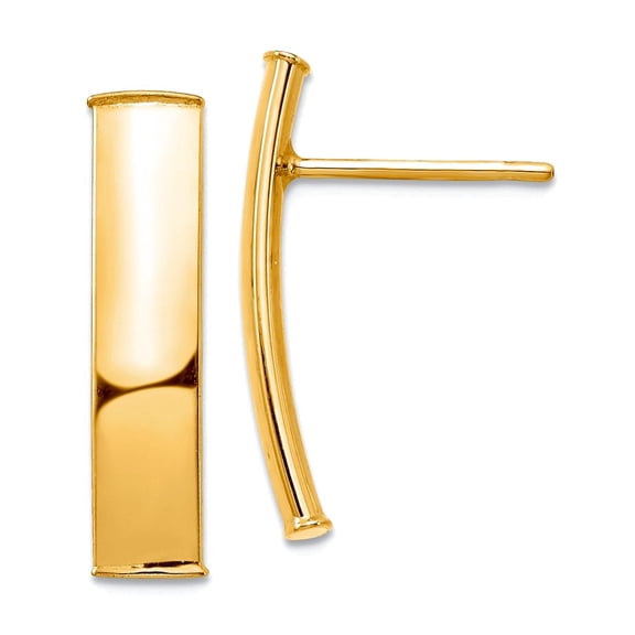 14k Solid Yellow Gold Polished 5mm Post Earrings 21.4x5.04mm Wide Stud Earring for Women - 1.4 Grams