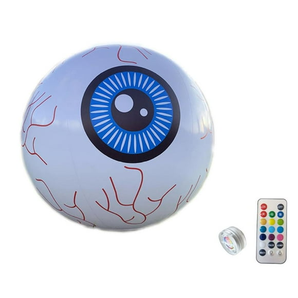 Halloween Inflatable Eyeball LED Luminous Discolored Eyeball with Remote Control for Halloween Party Decoration