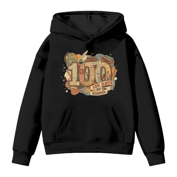 WOYY Toddler Boys 100 Days Of School Hoodie Long Sleeve Hooded Sweatshirt, Sizes 2-3T