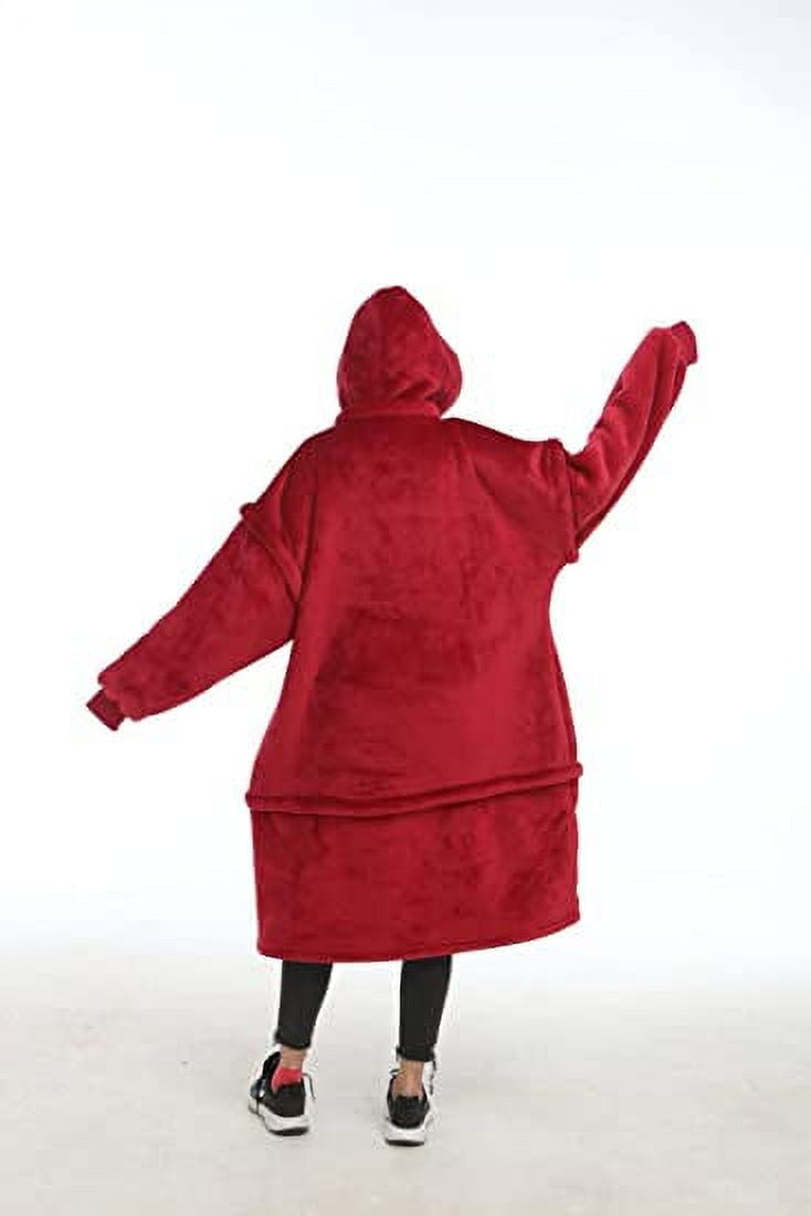 Zillywood Oversized Wearable Blanket Hoodie with Removable Sleeves, Hood and Bottom. Soft Customizable Fleece Blanket Hoodie with Sleeves, Wearable Warm Snuggle Blanket with Zippers. (Wine, One Size)