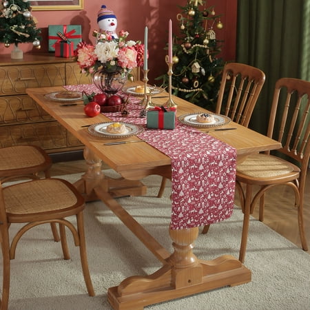 

XIAOFFENN Christmas Decoration Outside Decorations For Yard Christmas Decorations Flat Corner Tv Cabinet Long Cloth Tablecloth Red Table Flag