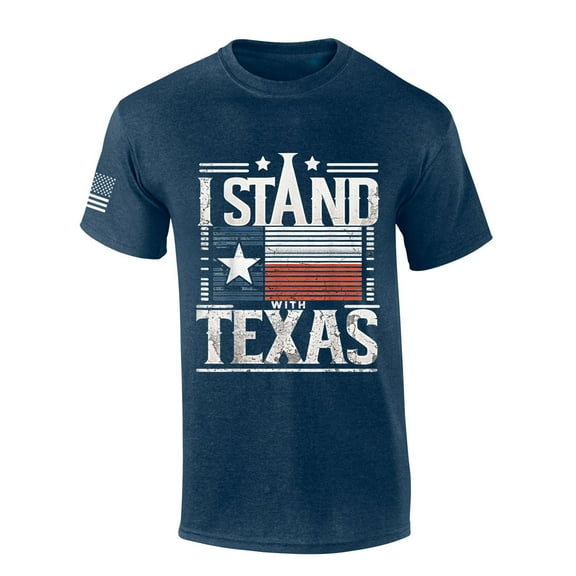 Mens Texas Tshirt I Stand With Texas Short Sleeve T-shirt-Heather Navy-xxl