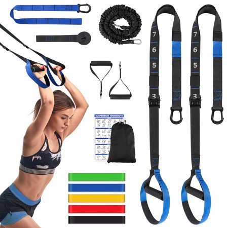 MJDB Home Resistance Training Kit, Resistance Trainer Exercise Straps with Handles, Door Anchor, Workout Poster for Home Gym, Bodyweight Workout Bands for Full-Body Strength Training