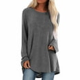 thumbnail image 1 of Blusa camiseta de mujer de color liso, cuello redondo y manga larga raglán - Spandex y poliéster, corte holgado, estampado de dientes de león, 5 colores, tallas S-XXL, 1 of 5