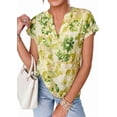 thumbnail image 5 of PRETTYGARDEN Womens Floral Print Short Sleeve Summer Tops Trendy V Neck Loose Boho Shirts Casual Work Blouses, 5 of 10