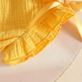 thumbnail image 6 of YWIYIUD Toddler Girl Clothes Baby Summer Outfit 3D Floral Flying Sleeve Ruffle Tank Tops Matching Cute Bow Shorts Outfits Set InfantClothing Set Baby Girl Clothes Gift Yellow 6-9 Months, 6 of 8