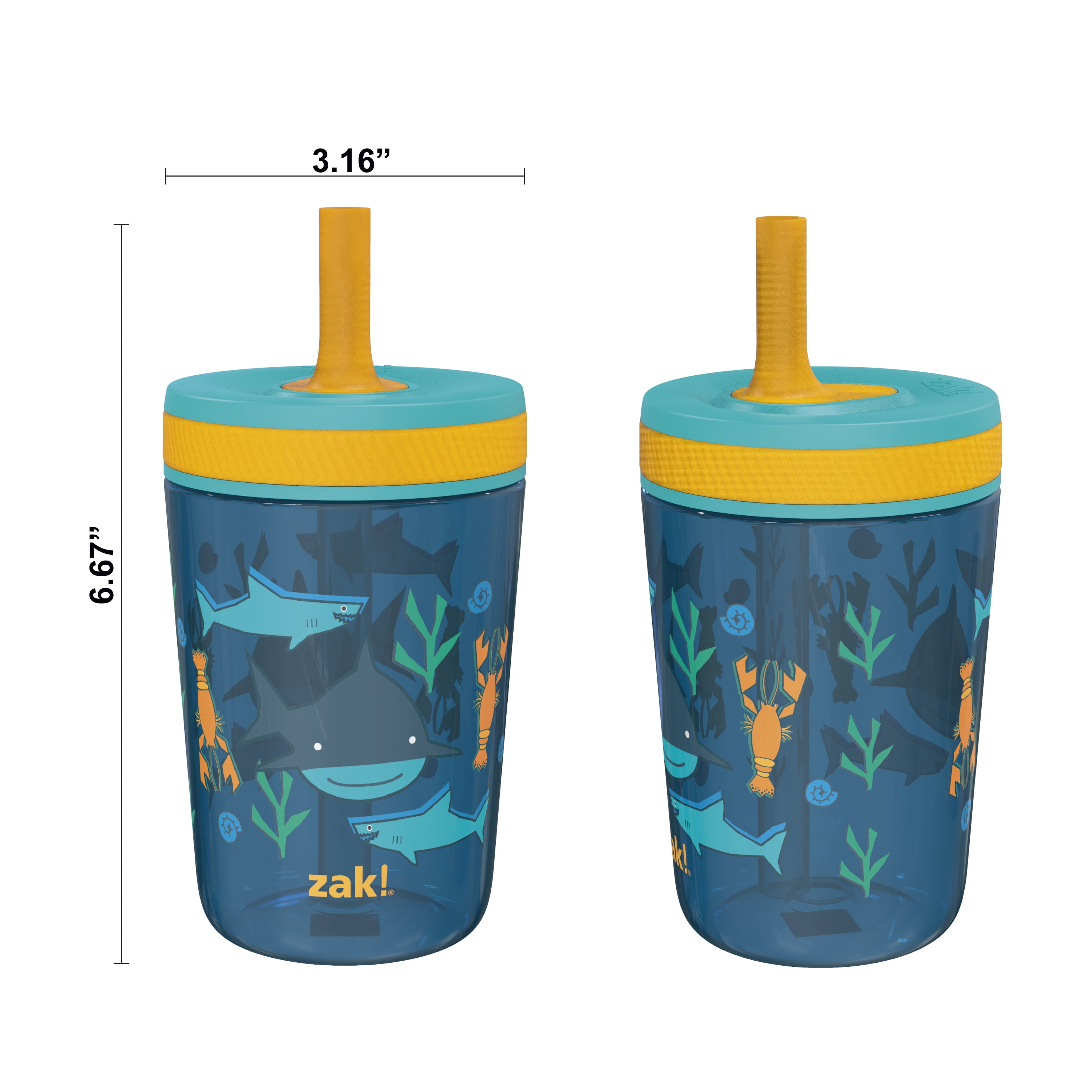  Zak Designs Kelso 15 oz Tumbler Set, (Shells) Non-BPA  Leak-Proof Screw-On Lid with Straw Made of Durable Plastic and Silicone,  Perfect Baby Cup Bundle for Kids (2pc Set) : Baby