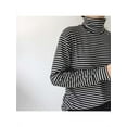 thumbnail image 5 of Womens Striped Slim Long Sleeves Blouses Turtle Neck Casual Basic Chiffon Tops, 5 of 7